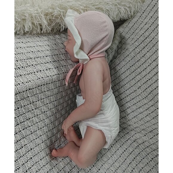 3.1kg Full Body Silicone Sleeping Girl 45CM Reborn Baby Dolls W/Drink-Wet System - Picture 16 of 16